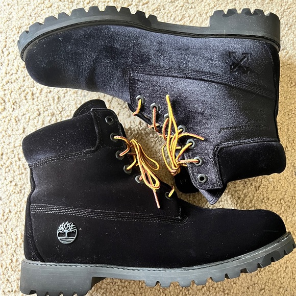 Timberland x Off-White Virgil Abloh (Mens 12) 6” Boot Black Velvet Limited Rare - Picture 8 of 9